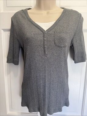 Croft & Barrow ribbed Henley top